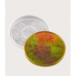 Floral embossed round coaster mold 