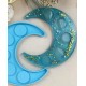 Blue crescent mold candle holder 