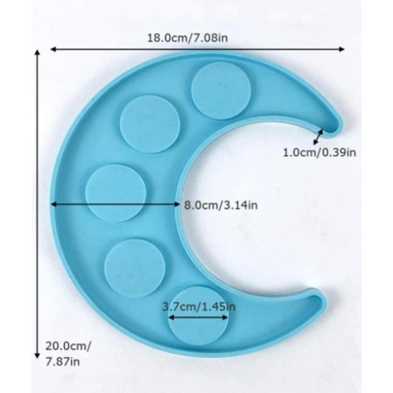 Blue crescent mold candle holder 