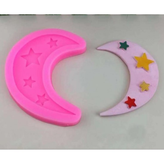 Pink crescent and stars silicone mold 