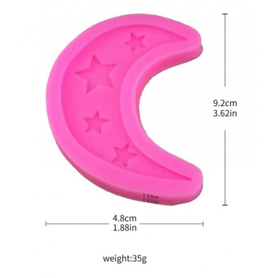 Pink crescent and stars silicone mold 