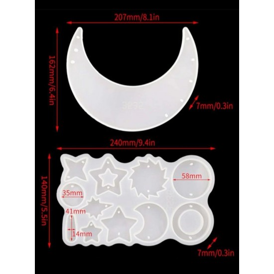 Crescent, stars and moon template for wall hangings, 2 pieces 