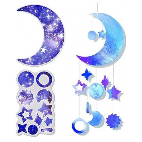 Crescent, stars and moon template for wall hangings, 2 pieces 