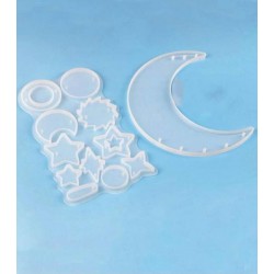 Crescent, stars and moon template for wall hangings, 2 pieces 