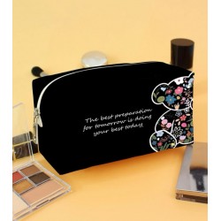 Bags printed with letters and flowers, black color 