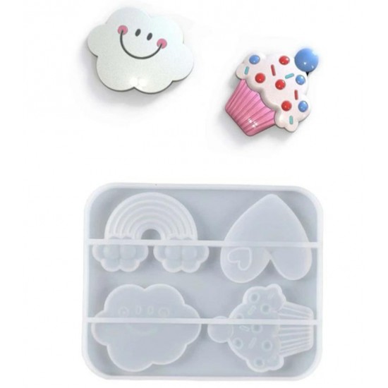 Heart, ice cream, cloud and rainbow template