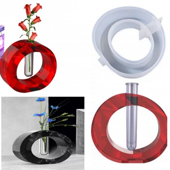 Decorative flower vase silicone mold
