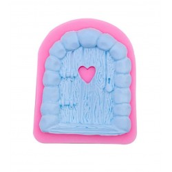 Pink door template with a heart inside 