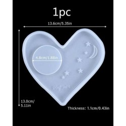 Heart mold with transparent stars and crescent 