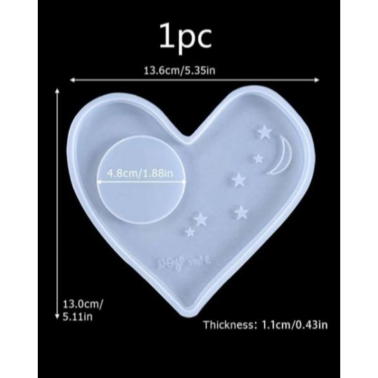 Heart mold with transparent stars and crescent 