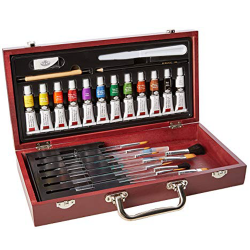 32 Pc Watercolour Paint Set Painting Artist Colour Wooden Brush Box RSET WAT2000