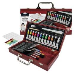 32 Pc Watercolour Paint Set Painting Artist Colour Wooden Brush Box RSET WAT2000